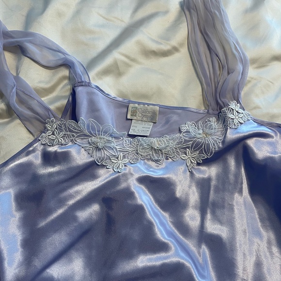 California Dynasty Vintage Lavender satin and lace chemise slip nightie 2X - Picture 4 of 8